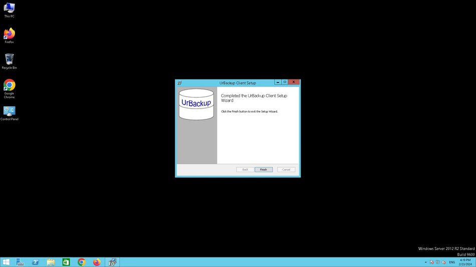 Successfully installing the Urbackup backup client