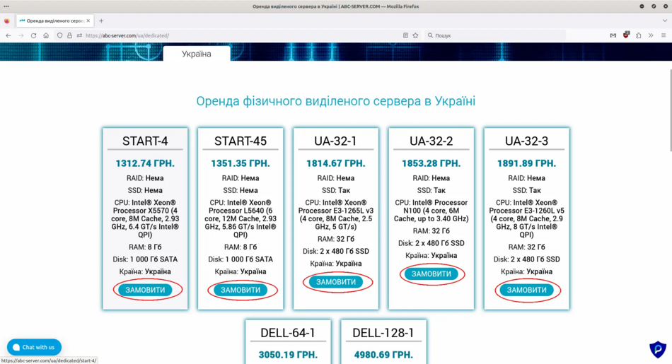 Замовлення виділеного сервера через сайт abc-server.com