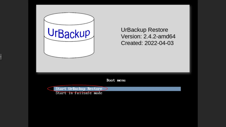 Urbackup menu